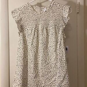 Old Navy Cream and Black Polka Dot Blouse